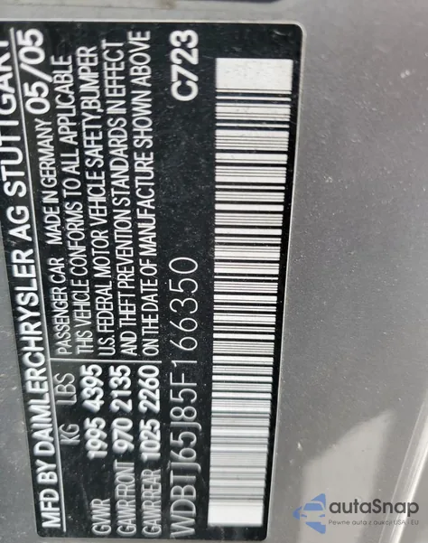 2005 Mercedes-Benz Clk 320C из США, поврежденный, VIN WDBTJ65J85F166350